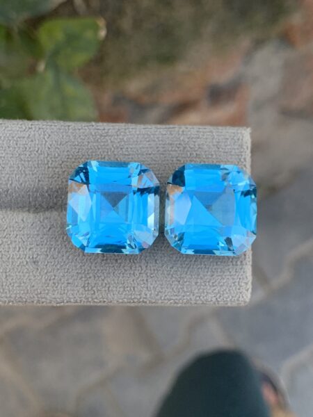 Cushion Cut Swiss Blue Topaz Pair For Jewelry