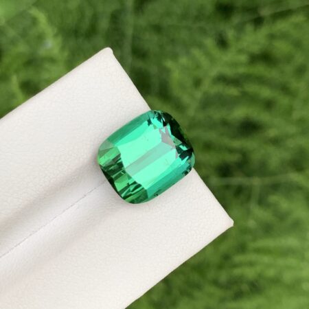 Loose Faceted Cushion Cut Green Tourmaline From Afghanistan