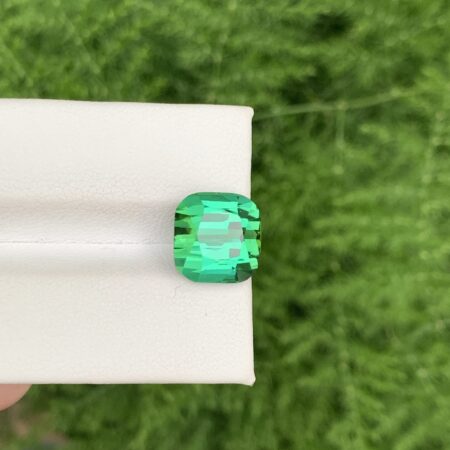 Loose Faceted Cushion Cut Green Tourmaline From Afghanistan
