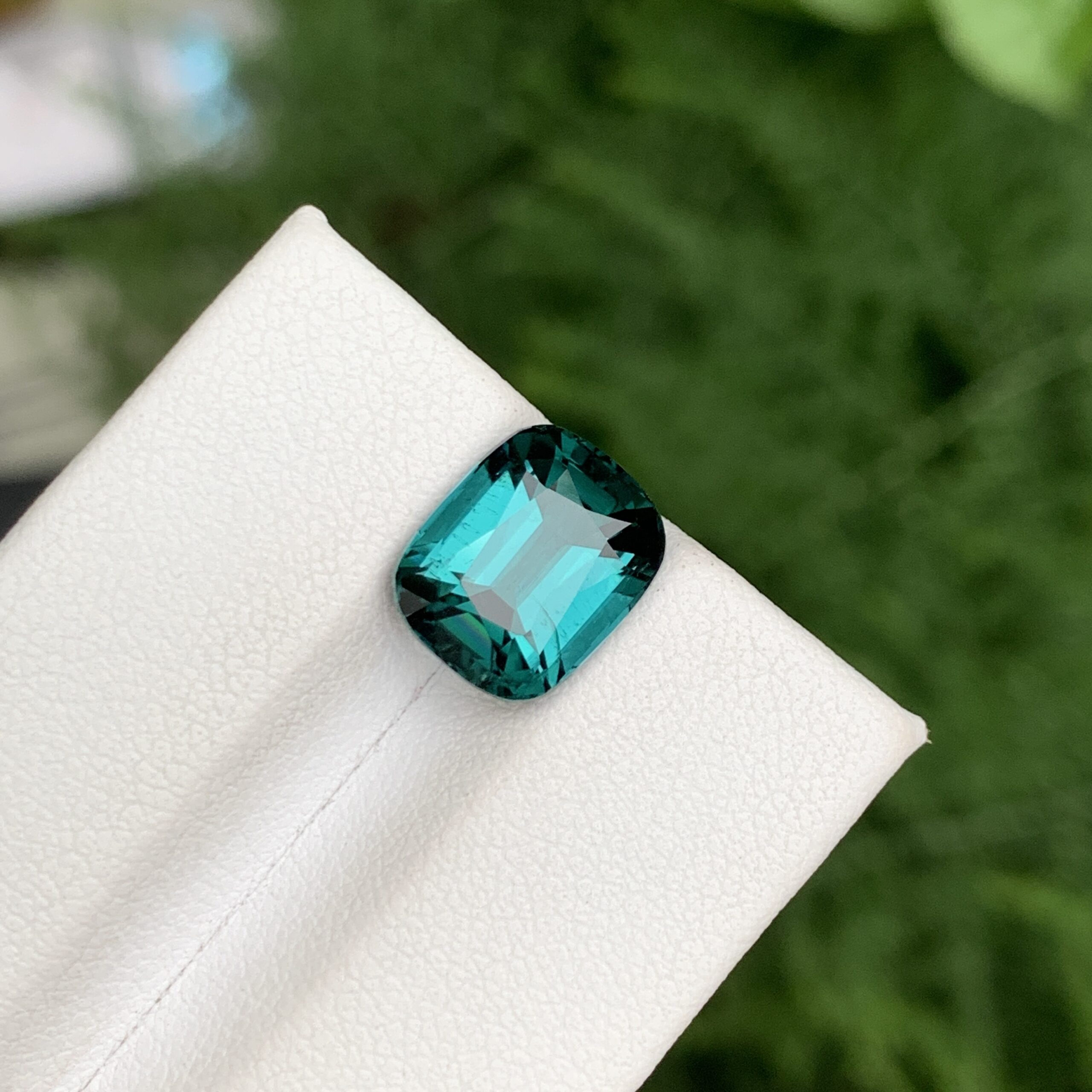 Loose Faceted Natural Cushion Cut Indicolite Tourmaline From Afghanistan