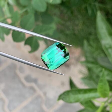 Natural Bluish Green Cushion Cut Tourmaline from Afghanistan