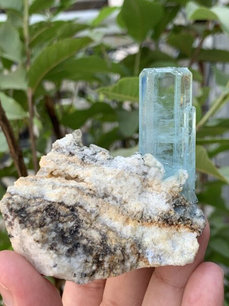 Sky Blue Color Aquamarine Crystal on Matrix