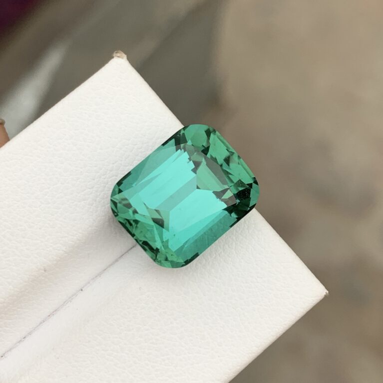 Natural Bluish Green Cushion Cut Tourmaline from Afghanistan